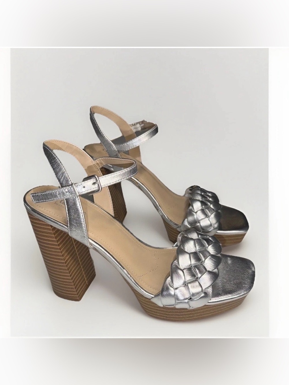 Charles By Charles David Silver Braided Platform Sandals